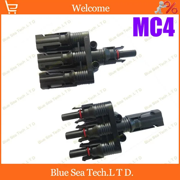 

1 pair IP67 PV 4-way connector one to three solar connector male&female kits for solar panel 2.5-6.0mm2 30A