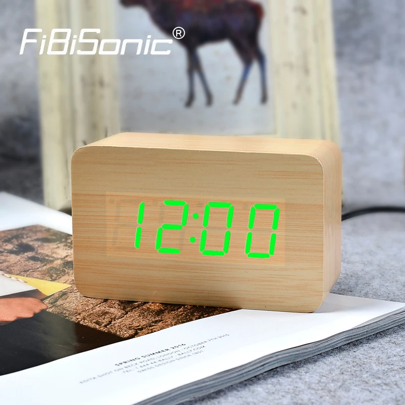 Светодиодный термометр Suncree цифровые часы с датой и температурой деревянные
