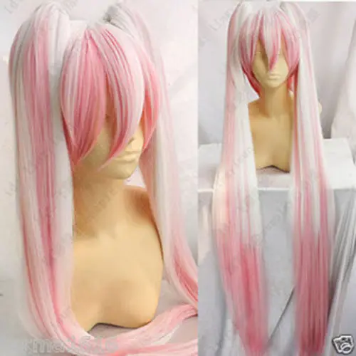 

free shipping Snow Miku Long pink & white Sakura miku Cosplay Patry Wigs