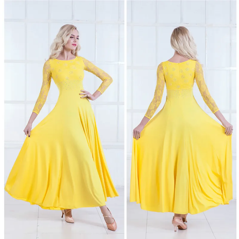 Modern Dance Dress Long Sleeve Ballroom Dance Costume National Standard Dress Waltz Performance Clothing B-6215