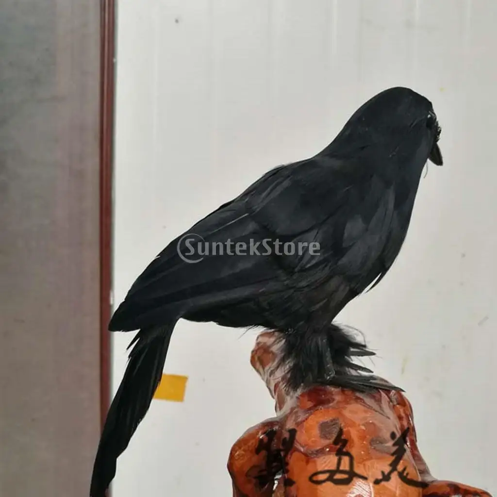 MagiDeal Black Feathered Simuloation Fake Crows Birds Ravens PhotoProps Halloween Tree Decorations