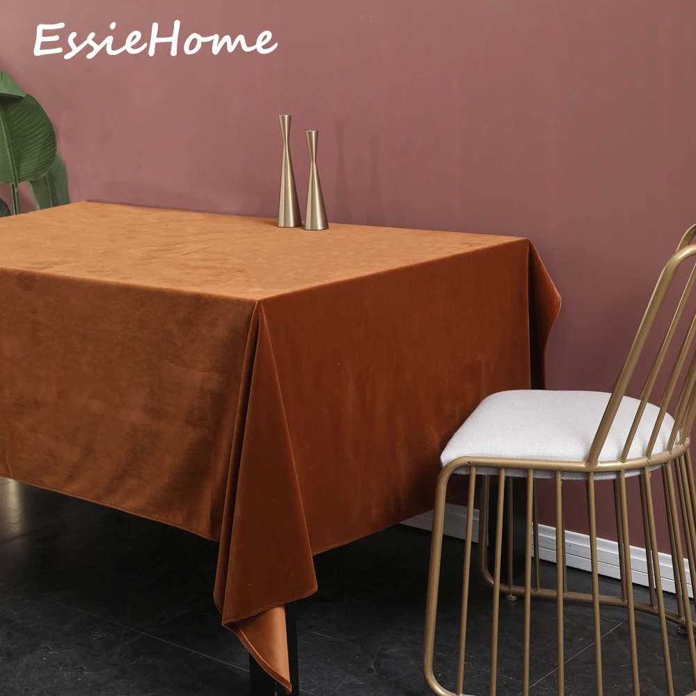 

ESSIE HOME Caramel Hot Honey Single Side Matte Velvet High End Velvet Table Cloth Table Linen Wedding Decoration Placemat