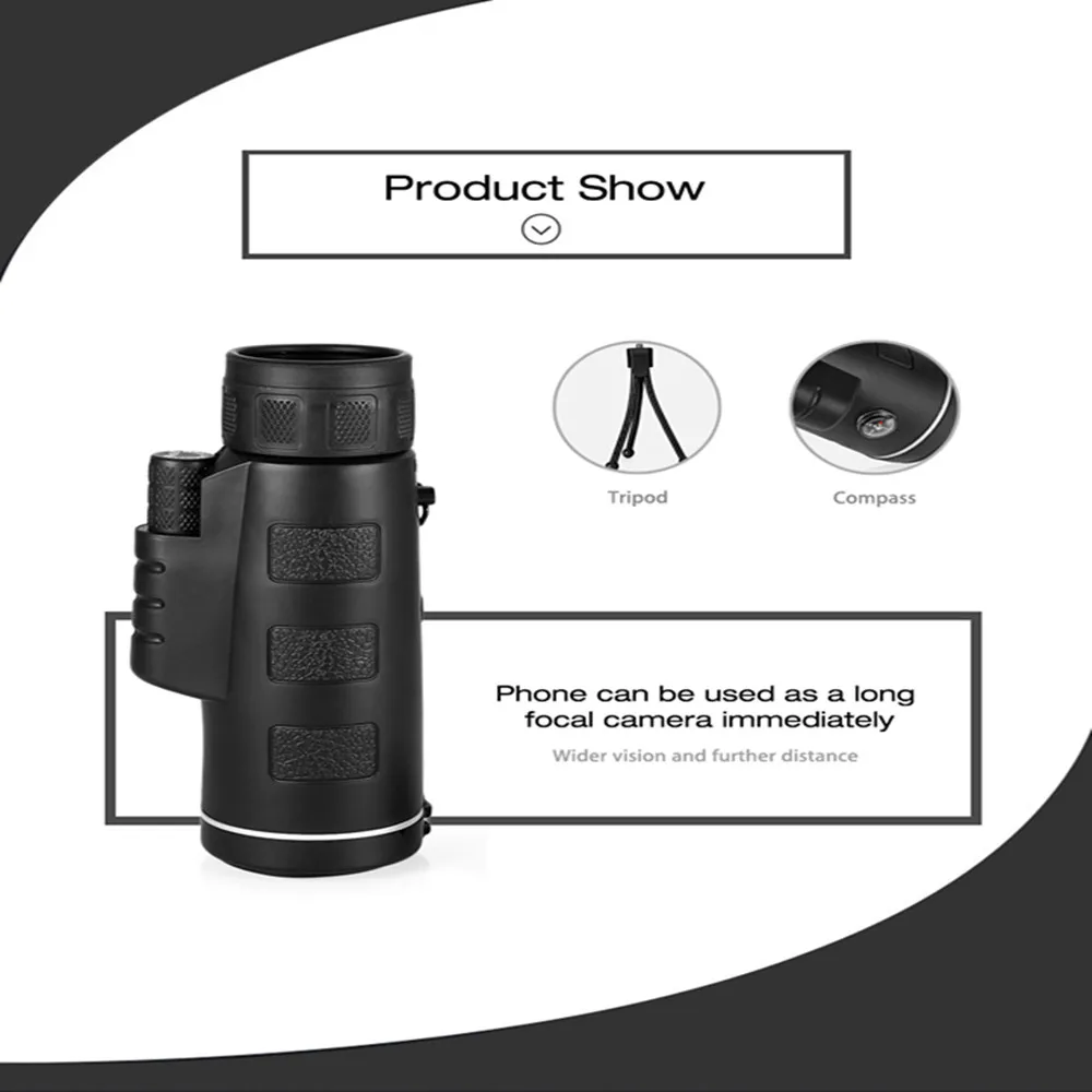 40X60 HD Mini Day and Night Vision Monocular Telescope with Tripod  Phone Clip Handheld Optical Monocular Outdoor Camping 