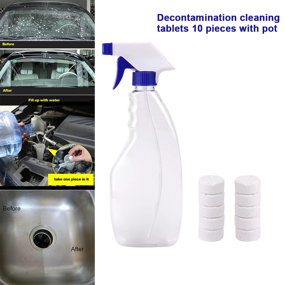 Car Cleaning Tool Set Spray Bottle Concentrated Effervescent Tablets
