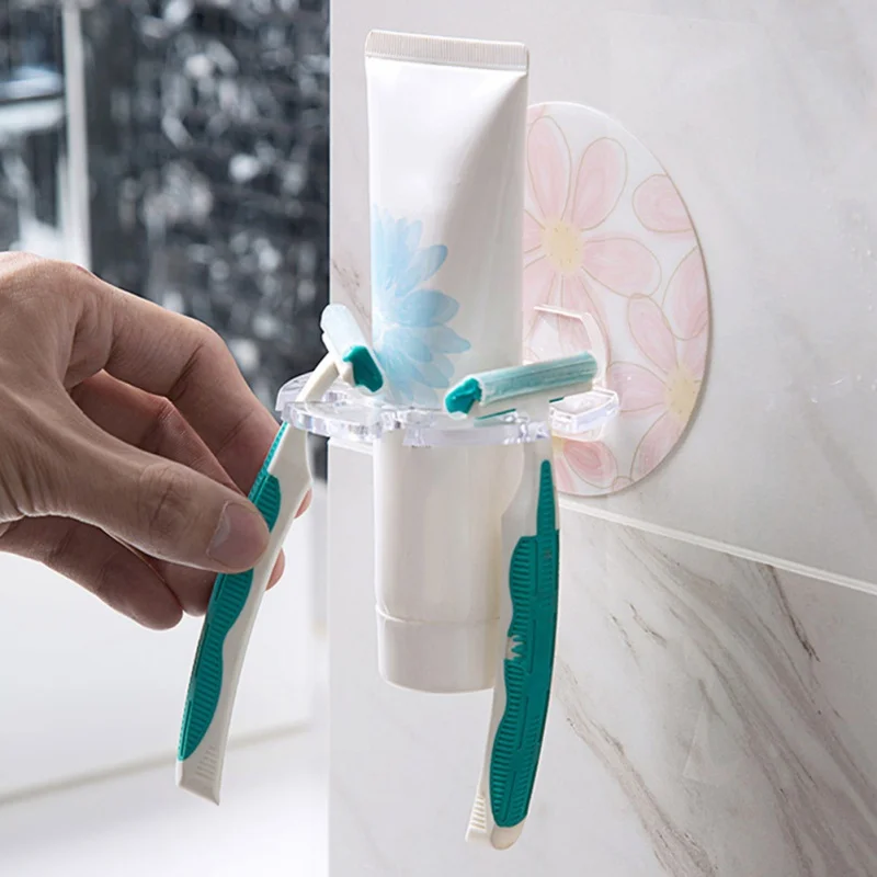 

Punch-Free Toothbrush Holder Multi-Function Wall-Mounted Storage Rack Washing Supplies Toothbrush Holder