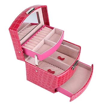 

Jewelry Storage Box 3-Layer Leather Earrings Jewelry Storage Box Display Jewelry Box