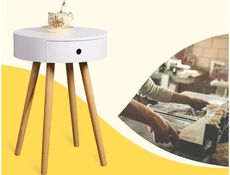 Living Room Corner Table Round Coffee Table Modern Bedside Table With Drawer