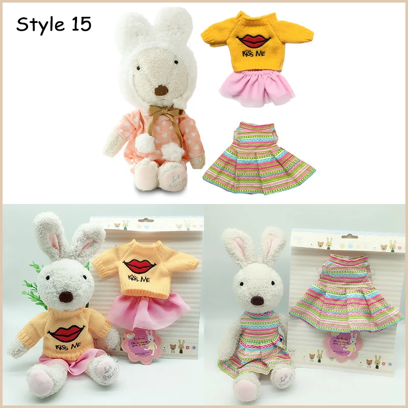 Coelho de Pelúcia Bonecas com Roupas Bicho de Pelúcia Macios para Crianças Presentes para o para o Ano Kawaii Coelho Mudança Brinquedos Meninas Crianças Brinquedos Ano Novo 16 Kawaii coelho bonecas de pelúcia com mudança