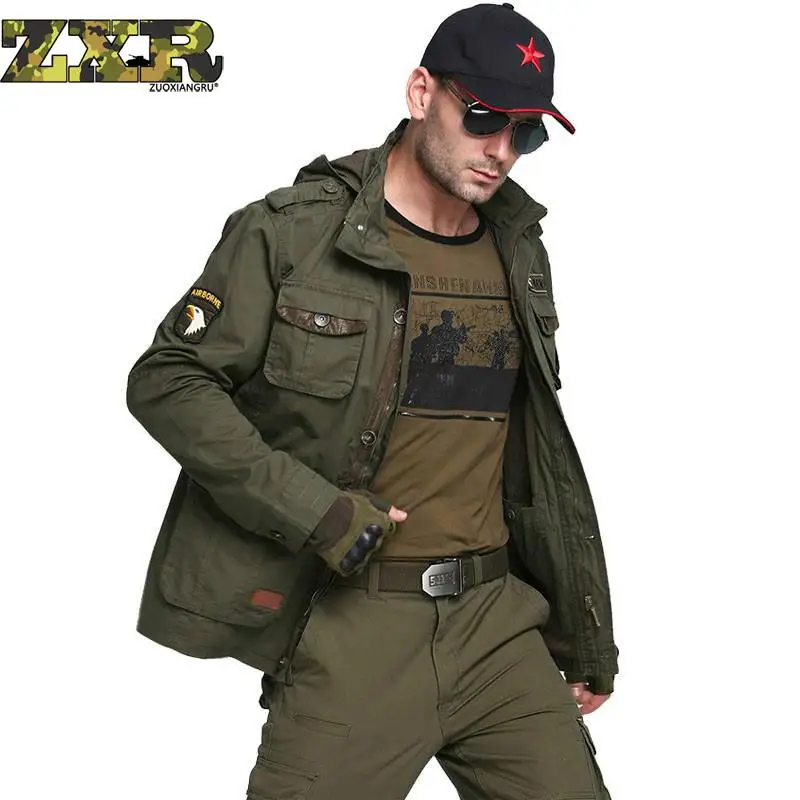 

Zuoxiangru Force Bomber Army Tactical Jackets Men Winter Autumn Combat Multi Pocket Coat Hoodies Windbreakers Military Jacket