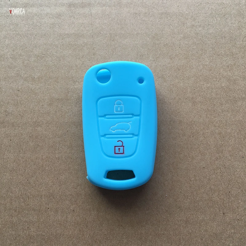 

6 Color Silicone Key Holder Shell Cover fit for Kia RIO K2 K5 for Hyundai i20 i30 i35 iX20 iX35 3 buttons Flip Remote Key Case