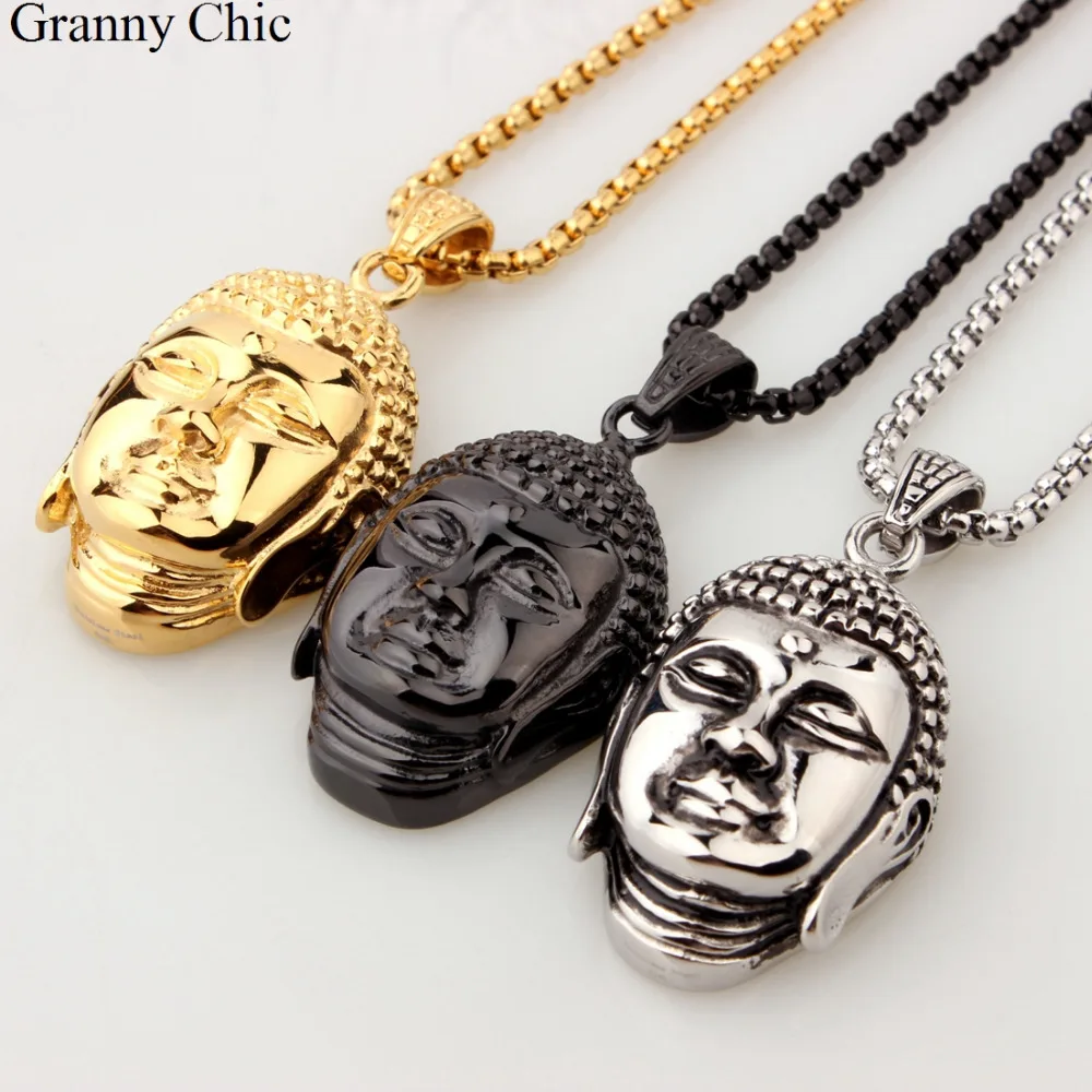 Мужские ювелирные изделия Granny Chic Серебряный/черный/золотой кулон Будды из