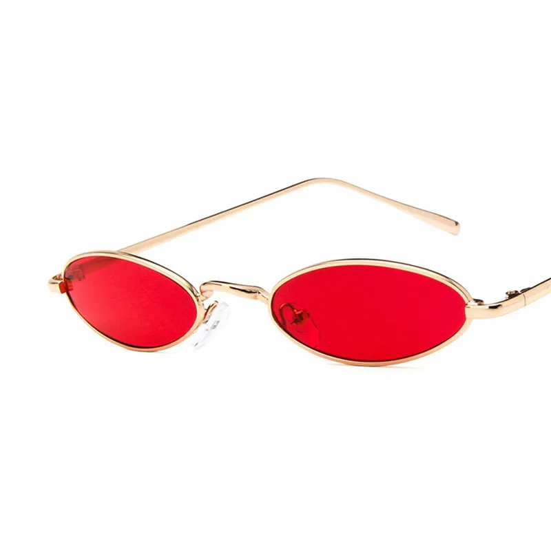 

Fashion Oval Small Thin Sunglasses Women Men Trendy Brand Design Flat Lens Metal Frame Eyewear UV400 Oculos De Sol Feminino