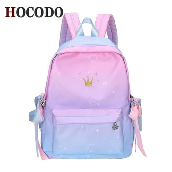 

HOCODO Women 2018 Cute Backpack For Teenagers Gradient Backpack Preppy Style Ribbon Backpack Kawaii Rucksack Mochilas Feminina