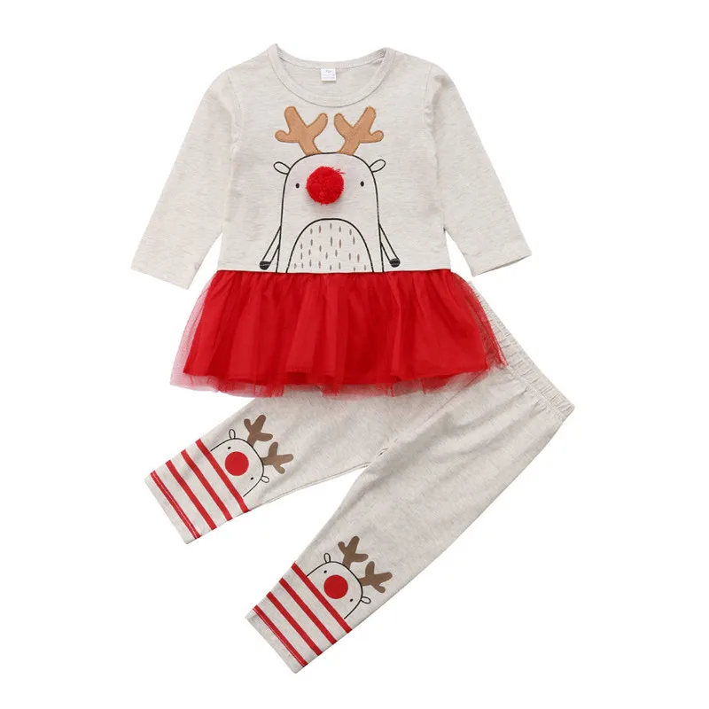 

Xmas Costume Clothes Sets Kids Baby Girls Lace Tutu Dress Tops+Leggings Outfits Children Set Baby Girl Clothes Cotton Autumn Set