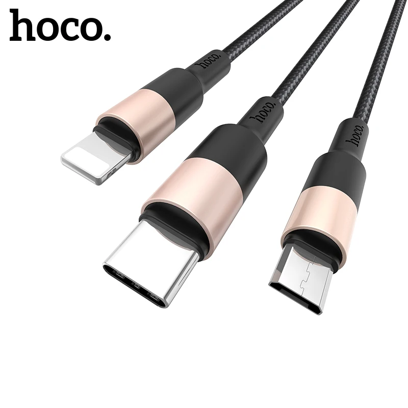 USB кабель HOCO 3 в 1 для быстрой зарядки iPhone 11 Pro X XS Max XR 7 8|Кабели мобильных телефонов| |