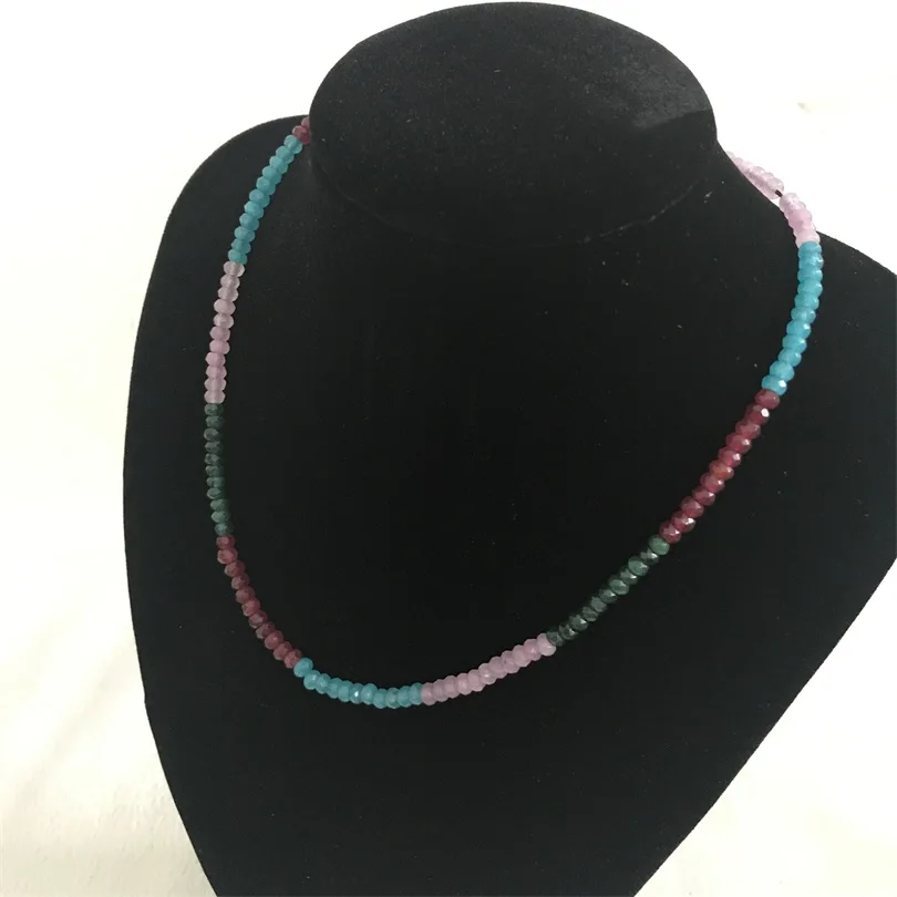 Natural Emeralds Rubys Sapphires about 3x4mm Beads Women Luxury Necklace about 45cm Varnish Preciosas Natural Stone Necklaces - Image 6