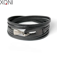 XQNI модного бренда из натуральной кожи браслет Для Мужчин's Браслеты популярных мальчиков рыцарская храбрость украшение-повязка кожаные браслеты, бижутерия