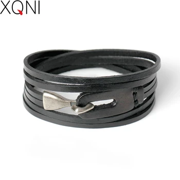 

XQNI Brand Fashion Genuine Leather Bracelet Men's Bracelets Popular Boys Knight Courage Bandage Charm Leather Bracelets Jewelry.
