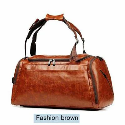 Сумки для спортзала кожаный спортивный рюкзак мужской черный большой PU тренировочная сумка через плечо женский коричневый рюкзак для йоги фитнеса дорожные сумки - Цвет: Fashion brown