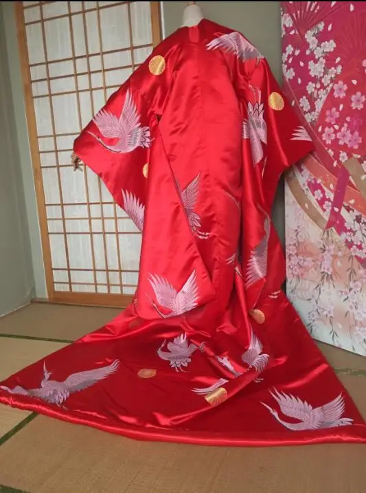 Japanese Custom Made Kimono Outer Garment Tail Costume Beautiful Woman Dress Japanese Performance Kimono