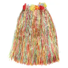 Colorful Hawaiian Tropical Theme Party Hula Luau Grass Dancer Dress and Bra Set