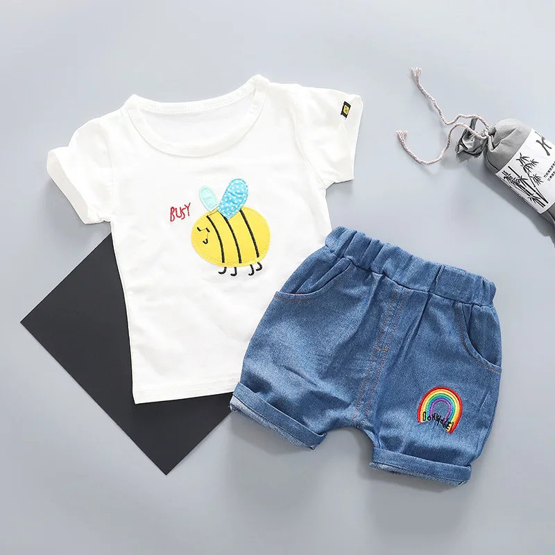 Summer Infant Cotton Sets Clothing Baby Girls Boys Clothes Children Cartoon T-Shirt Shorts 2Pcs/set Fashion Kids Sport Tracksuit