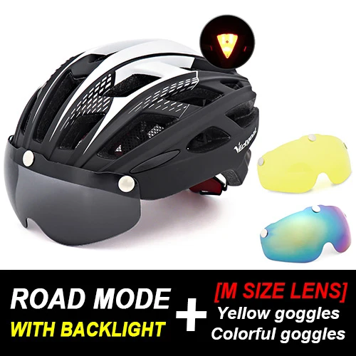 Helmet and 2 Lens Шлем для велосипеда victgoal, светодиодный велосипедный шлем с подсветкой, мужские и женские очки, велосипедный шлем, ультралегкий шлем для горного велосипеда MTB - Цвет: Helmet and 2 Lens
