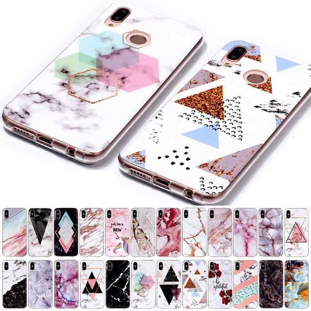 

For Huawei Honor 7C 7A Case Nova 2 Lite Granite Scrub Marble Painted Silicone Phone Case Y6 2018 Y5 Prime Y7 PRO Enjoy 8E 8