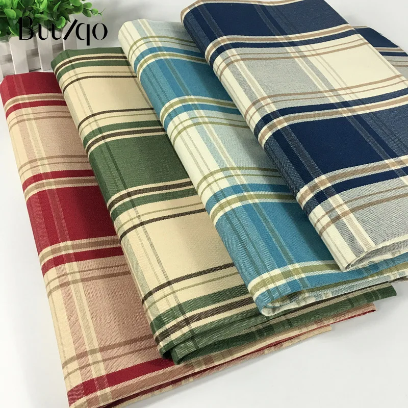 

New arrival Plaid Cotton Linen fabric for sewing Tablecloth lattice fringe curtains cloth thick sofa cotton fabric by meter