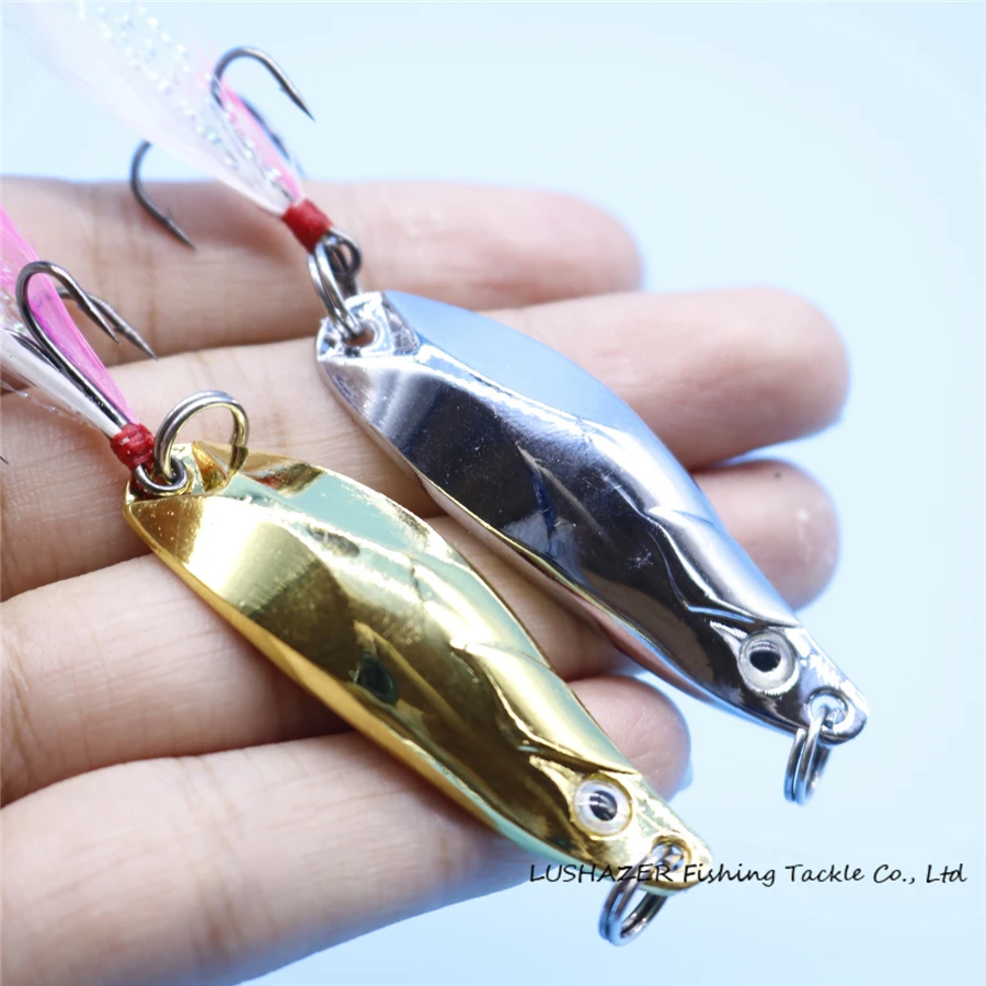 

2pcs/lot spoon fishing lure 14g 50mm carp fishing metal bait isca artificial fly tying spinner bait China fishing tackle