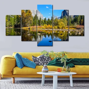 

Modular Canvas Paintings For Living Room Natural Scenery Posters Landscape Wall Art Prints Lake Forest Mountains Pictures Framed