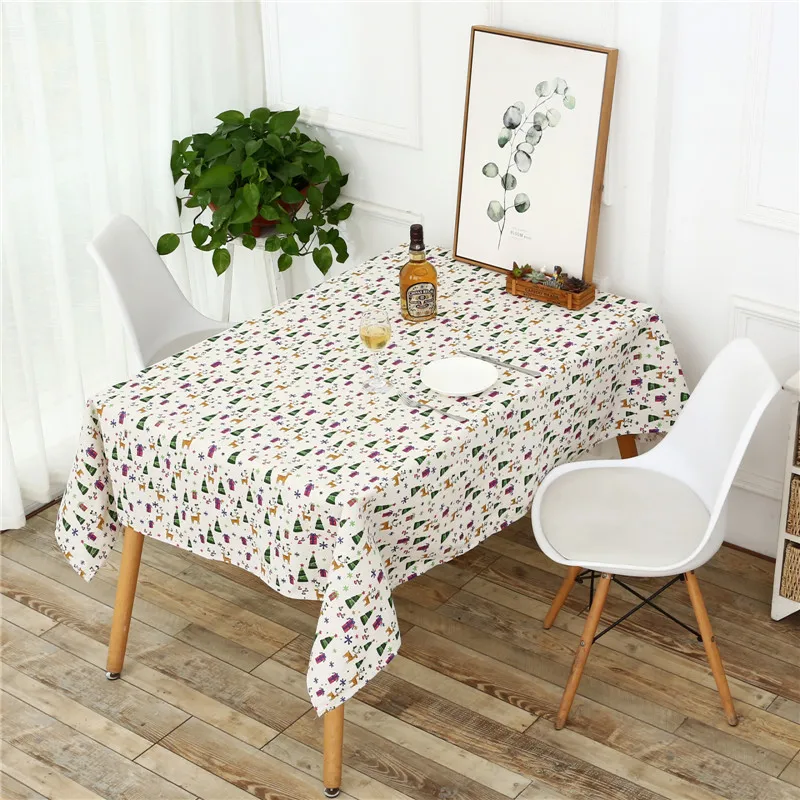 Rectangle Tablecloth Christmas decorate tree deer gift Printed Table Covers Dust Proof Thick Tablo Cloth Home Kitchen Decoration