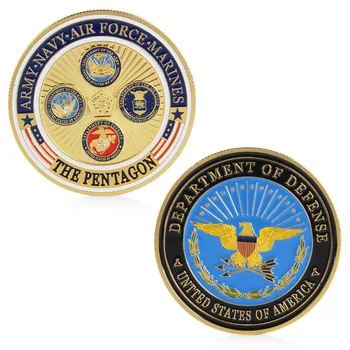 

Navy Air Force Marines The Pentagon Military Gold Plated Commemorative Coin Gift