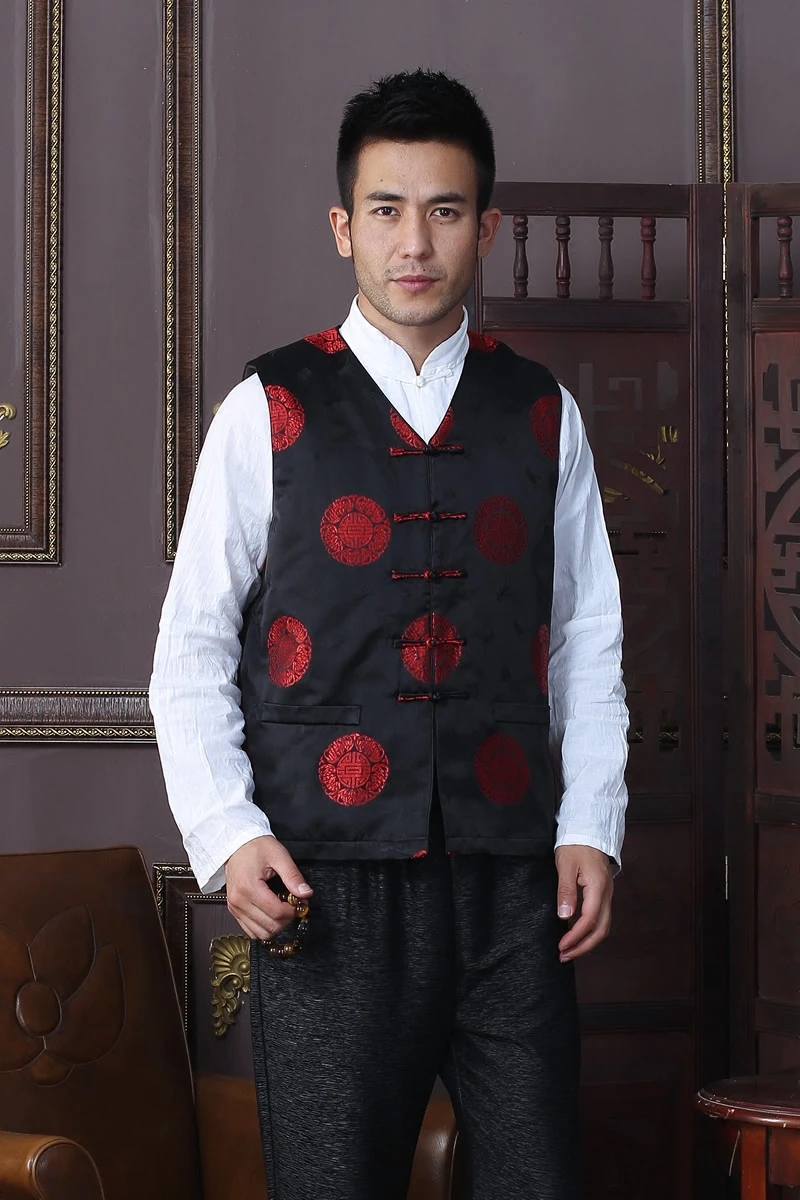 Traditional Chinese Vest Men's Satin Waistcoat - Tops - AliExpress