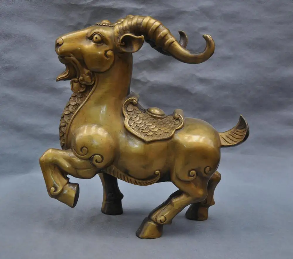 

SS 17'' China Fengshui Bronze sheep Goat luck Statue