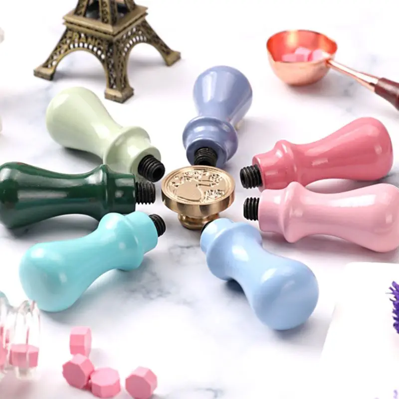 

Stamp Handle Personalized Solid Macaron Colors Metal Sealing Wax Seal Stamp Handle Greeting Wedding Invitation DIY Craft Gift