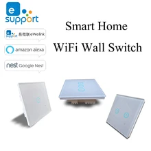 Ewelink Приложение 1 2 3 Gang Wi-Fi настенный светильник сенсорный выключатель таймер Панель Великобритания 86 Тип 85-250 В IOS Andorid телефон Дистанционное управление Умный дом