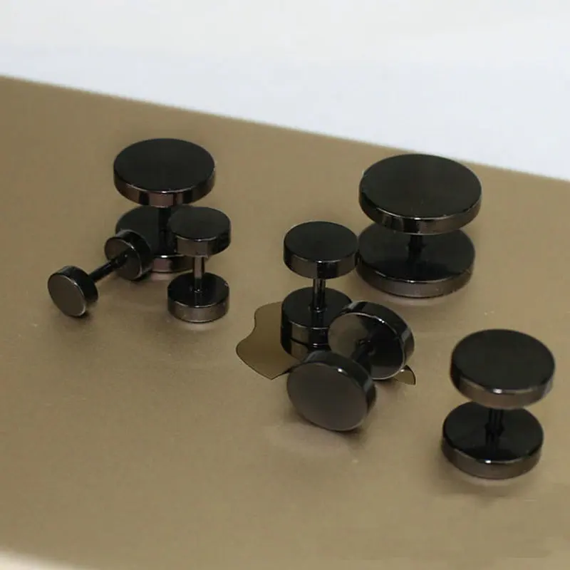 

SONGLONG Wholesale Fashion Black Silver Stainless Steel Earrings Women Men's Barbell Dumbbell Punk Gothic Stud Earring For men