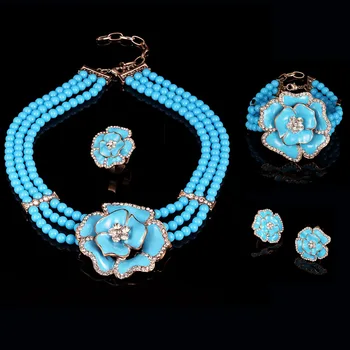 

New Arrivals Nigerian imitation Pearl Wedding Necklace Earring Women Handmade African Beads Jewelry Set Party Christmas Gifts