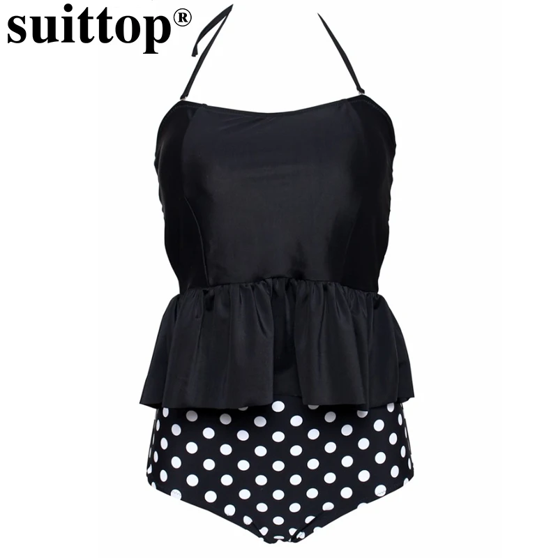

suittop High Waist Swimsuit 2017 Women Printed Bikini Swimwear Summer Flounced Bikini Set Bathing Suit Plus Size Swimming Suit