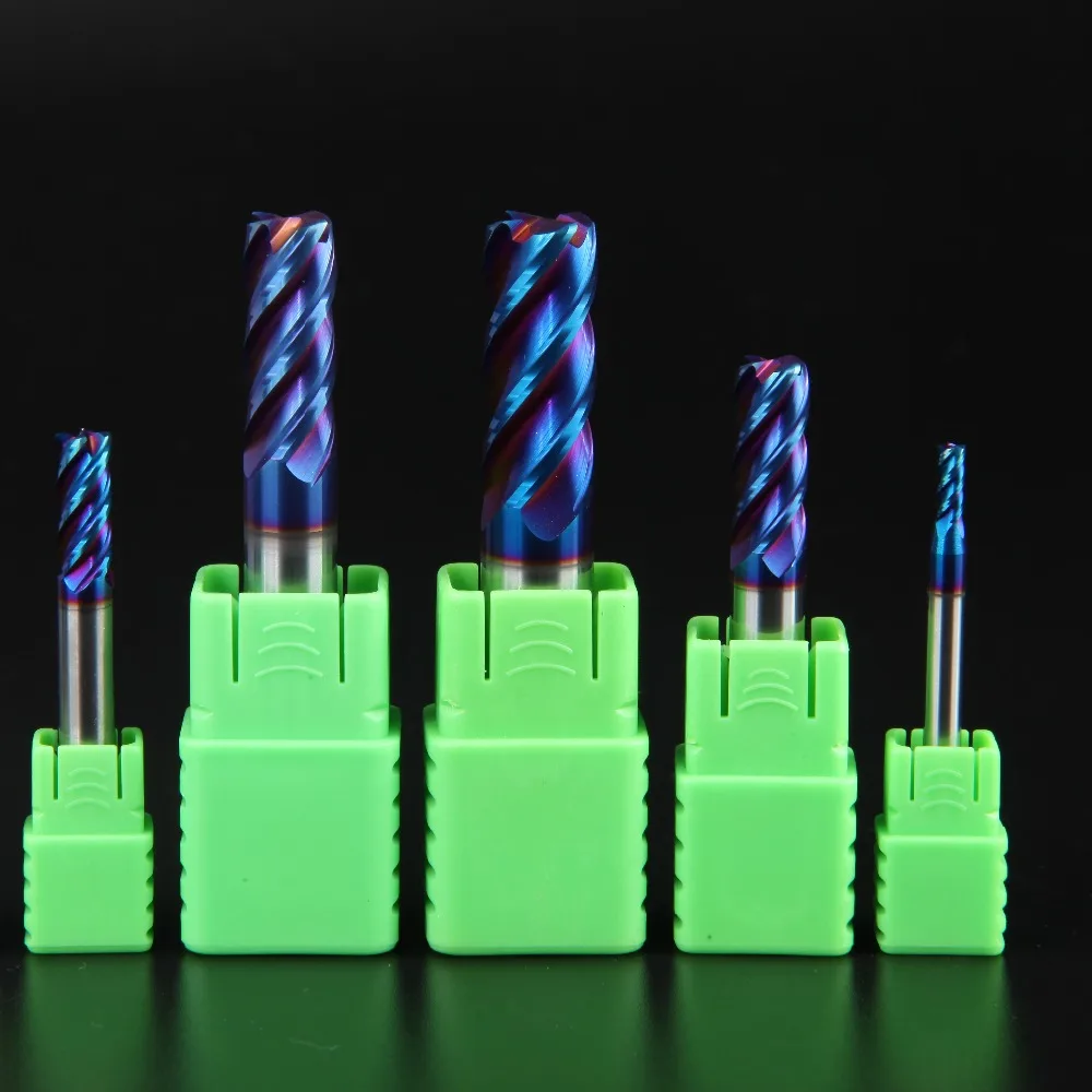 

High Quality HRC65 Solid Carbide 4 Flute Corner Radius End Mills Blue NaCo Coated Milling Cutter