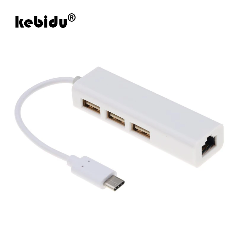 Kebidu USB C Ethernet Adaptor Jaringan Kartu 3 USB C Hub Ke Ethernet