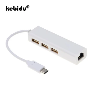 

kebidu USB-C Ethernet Adapter Network Card 3 USB C Hub to Ethernet RJ45 Lan Adapter for Macbook ThinkPad Samsung Laptop USB-C