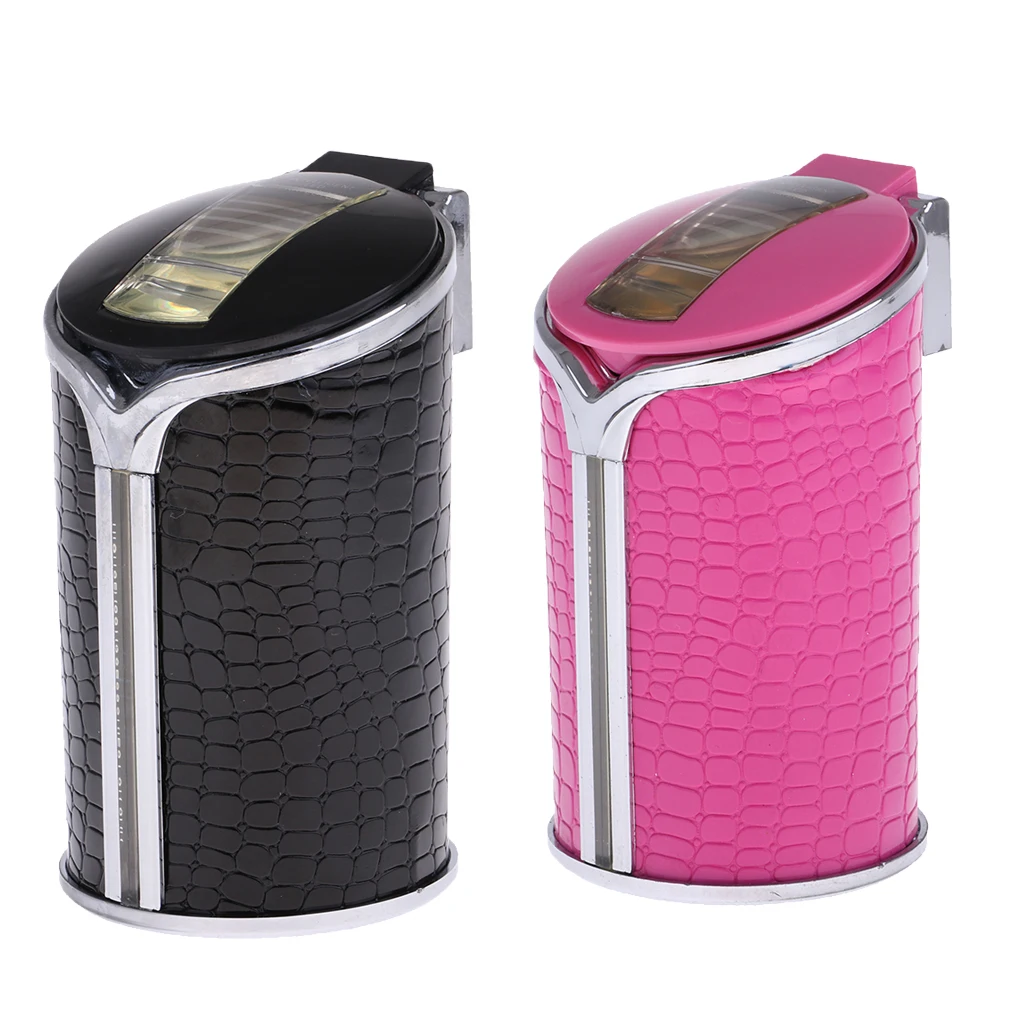 2 Pcs Portable Cylinder Ashtray Self Extinguishing Cigarette Ash Bin Car Bucket Holder Smoke Bin Travel Office Vehicle 2 Colors