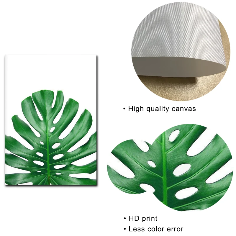 Зеленый Растительный лист с принтом тропических листьев, плакат на холсте, настенная живопись, настенные картины для гостиной, украшение дома