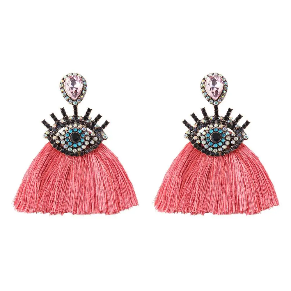 Best lady Boho модные серьги с кисточками для женщин Свадебные винтажный геометрический вечерние бахромой массивные серьги-капельки многоцветные подарки - Окраска металла: Pink 1