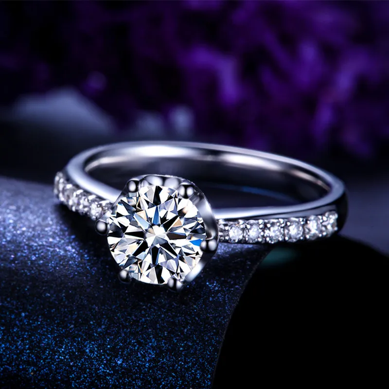 Реальный ZOCAI натуральный 1,0 карат Сертифицированный D-E/VVS круглой огранки с бриллиантами обручальное женское кольцо 18 К из белого золота(AU750) W04672