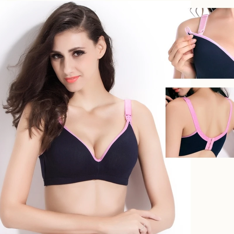 Cotton Maternity Nursing Bra Quick Release Breastfeeding Bra Pregnant