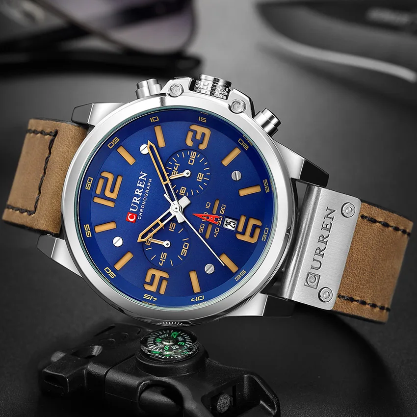 New curren 8314 Mens Watches Top Brand Luxury Men Military Sport Wristwatch Leather Quartz Watch erkek saat Relogio Masculino