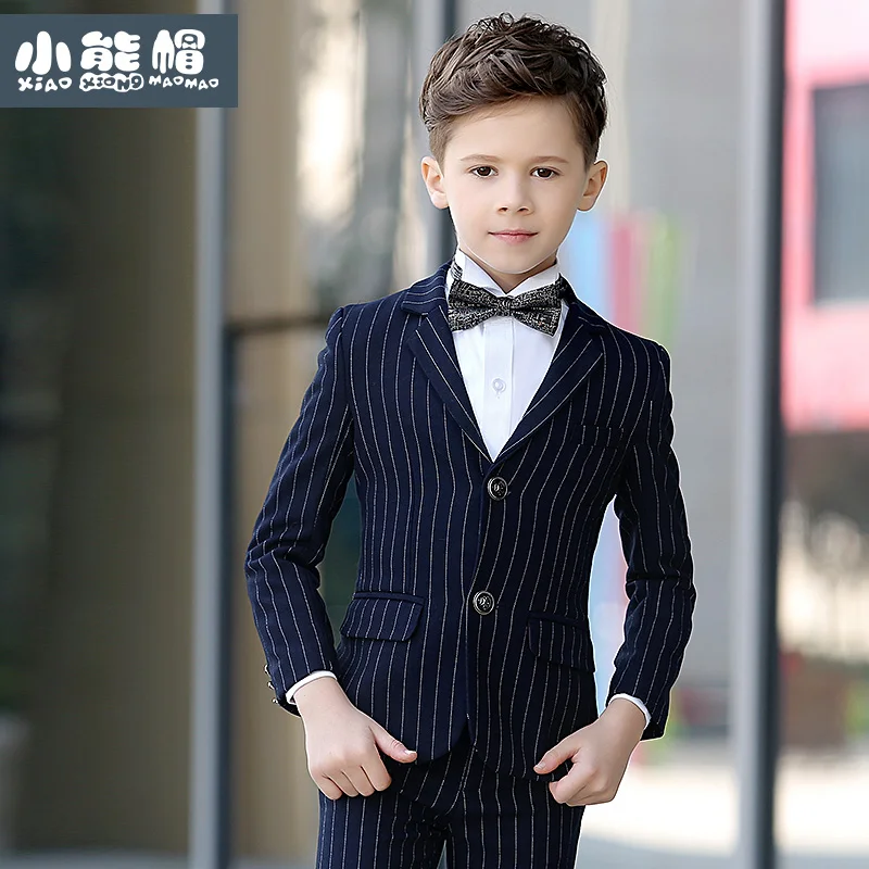 Brand Child Boy Clothing England Style Striped Deep Blue kids boy